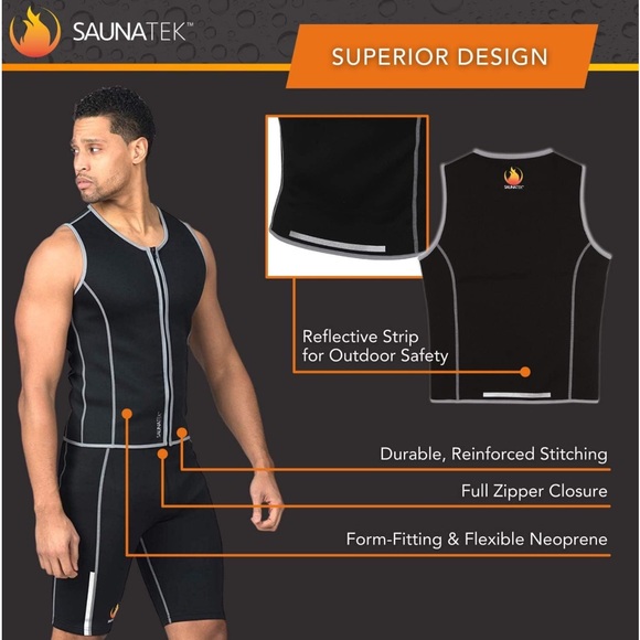 Men's Sauna Sweat Suit Vest for Exercise and Heat Training, Neoprene - Picture 3 of 7